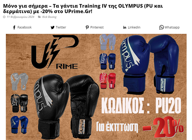 Προσφορά -20% στα γάντια Training IV της Olympus με PU και Δέρμα